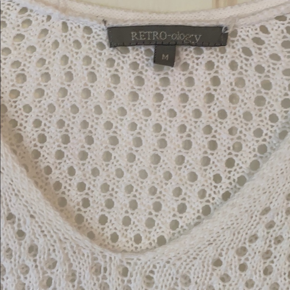 Retro-Ology White Sweater, Open Design, M - image 3